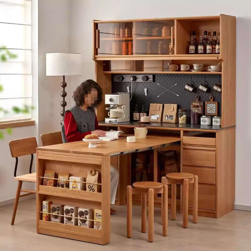 Cherry Wood Sideboard With Extendable Table, Left