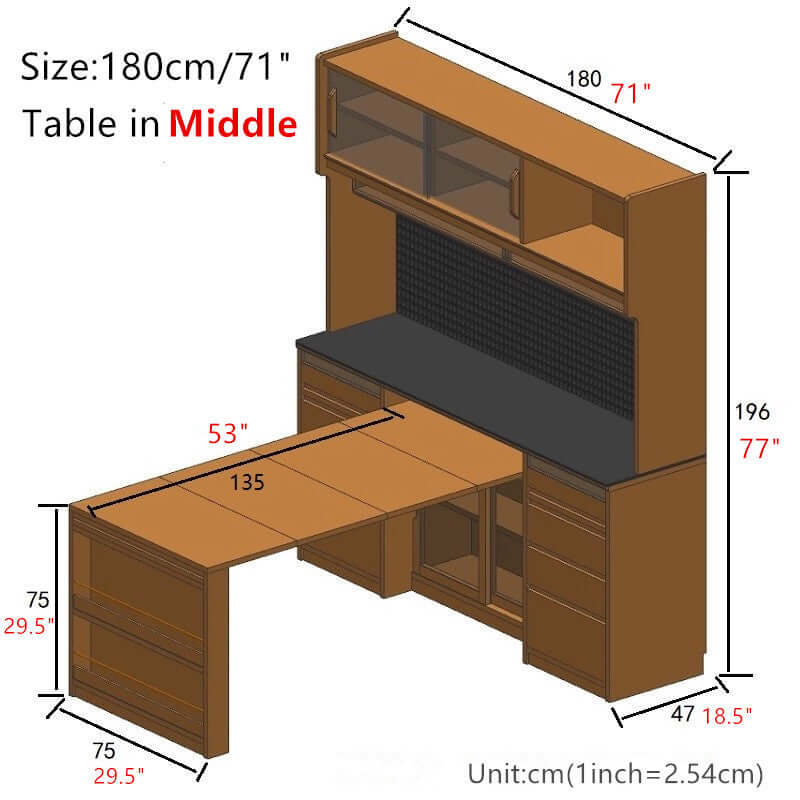 Cherry Wood Sideboard With Extendable Table, Left