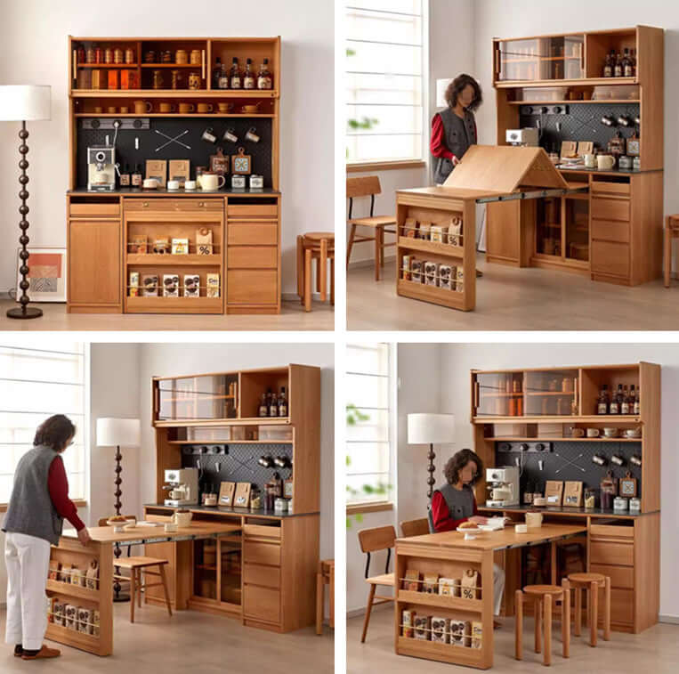 Cherry Wood Sideboard With Extendable Table, Left Main Product Image Hauptbild