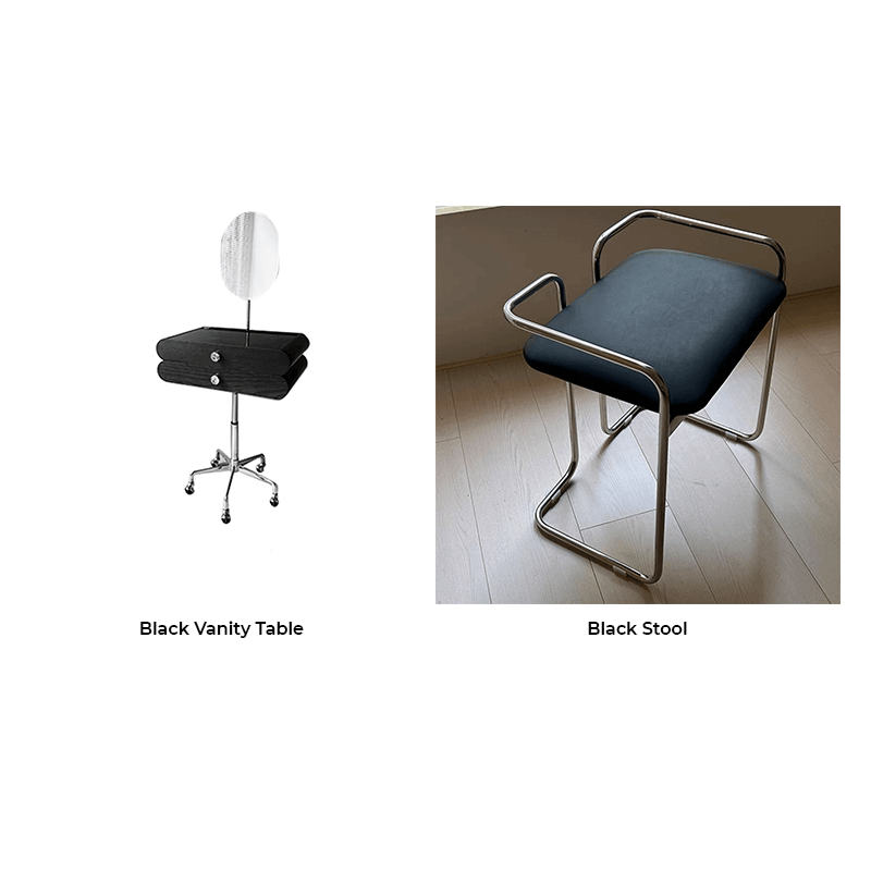 Cherry Wood Vanity Table with Swivel Base - Brown/Black