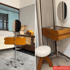 Cherry Wood Vanity Table with Swivel Base - Brown/Black