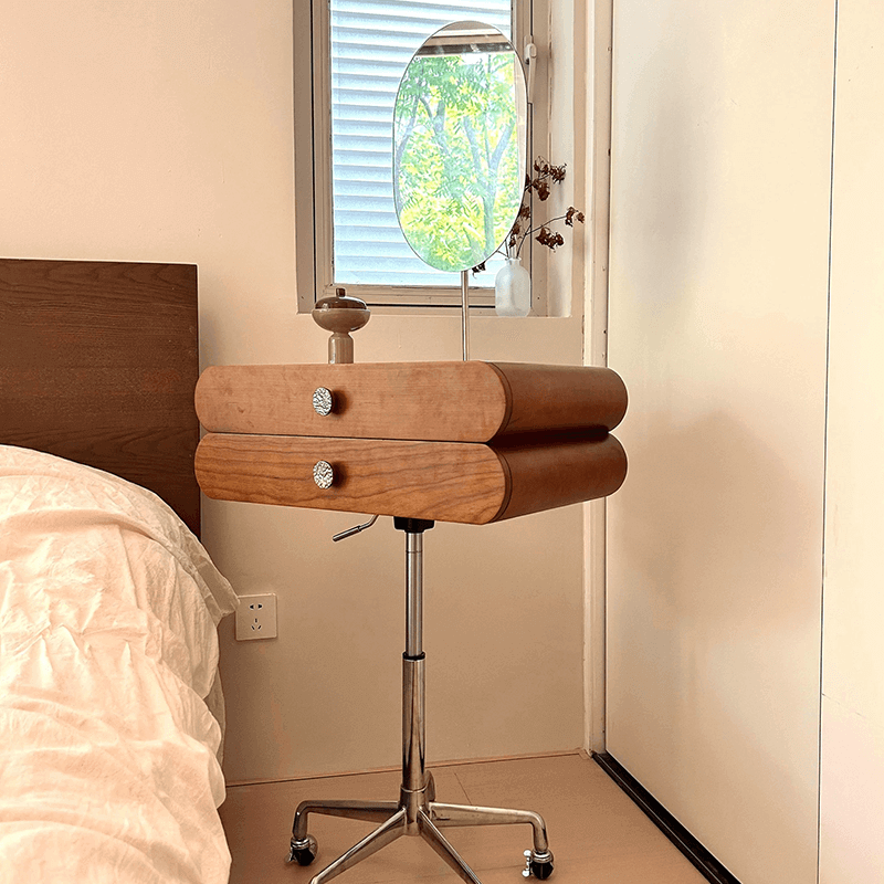 Cherry Wood Vanity Table with Swivel Base - Brown/Black