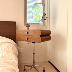 Cherry Wood Vanity Table with Swivel Base - Brown/Black