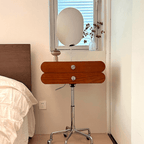 Cherry Wood Vanity Table with Swivel Base - Brown/Black