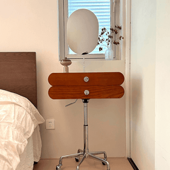 Cherry Wood Vanity Table with Swivel Base - Brown/Black