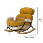 Chestnut Brown Sculptural Rocking Accent Chair With Ash Wood Base and Plush Wool Dimensions