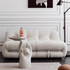 Beige boucle armless sofa with stainless steel frame, stylish and modern design