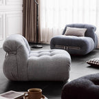 Beige boucle armless sofa with stainless steel frame, stylish and modern design