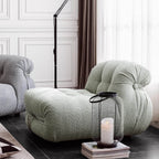 Beige boucle armless sofa with stainless steel frame, stylish and modern design