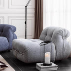 Beige boucle armless sofa with stainless steel frame, stylish and modern design