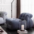 Beige boucle armless sofa with stainless steel frame, stylish and modern design