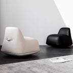 White microfiber leather tumbler sofa with a chic, cute armless design for modern living rooms