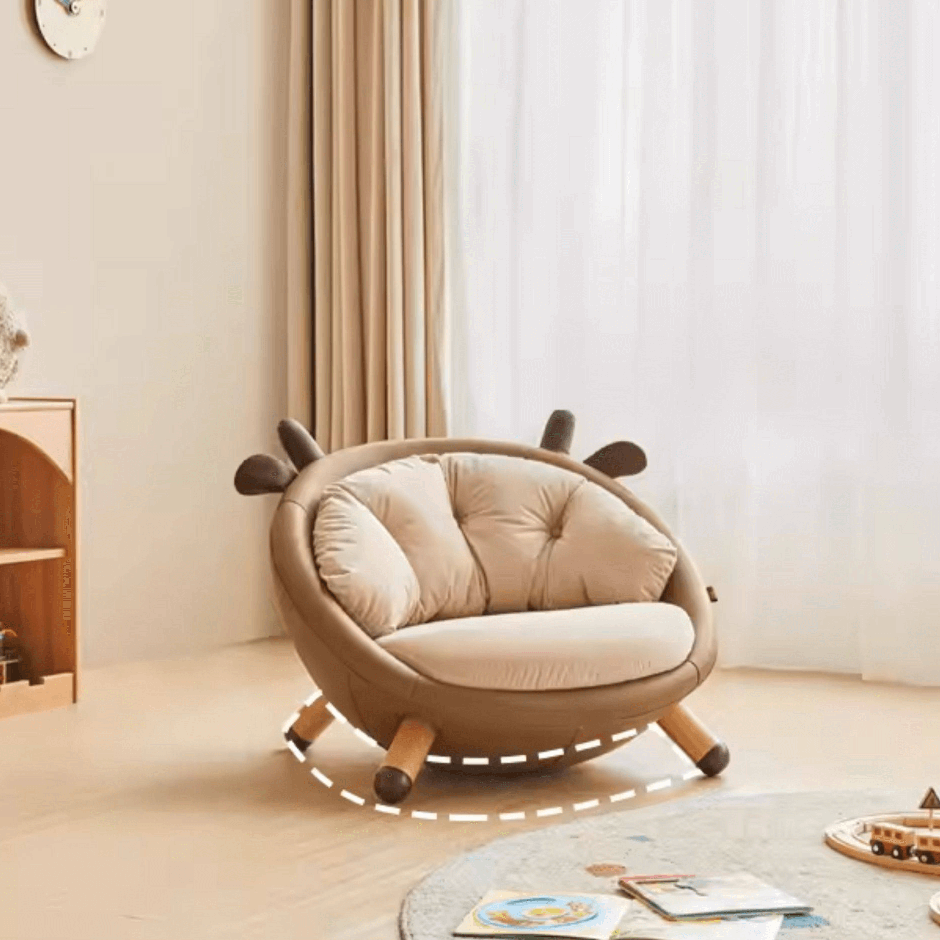 Children's Sofa Chair With Soft Velvet And Deer Design
