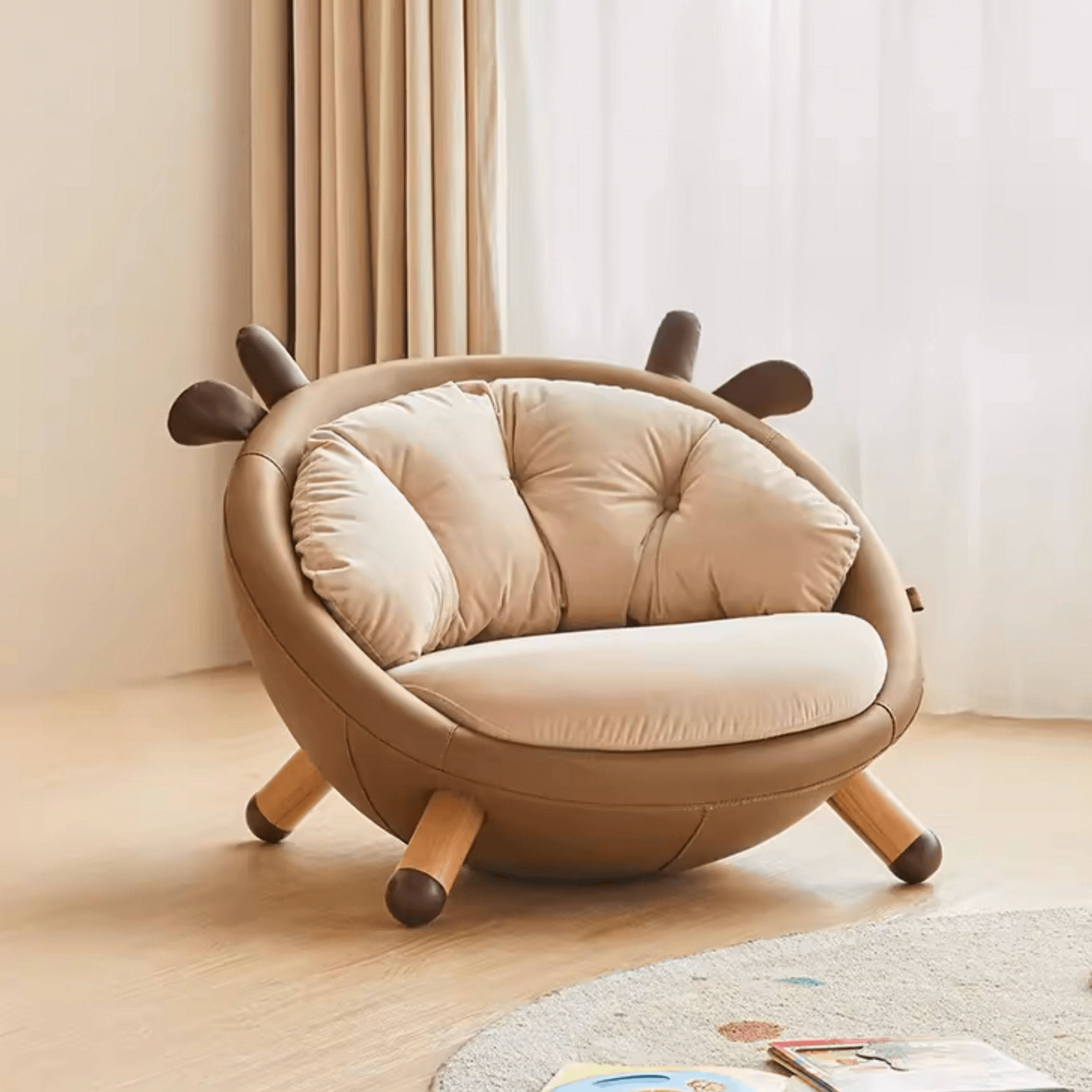 Children's Sofa Chair With Soft Velvet And Deer Design