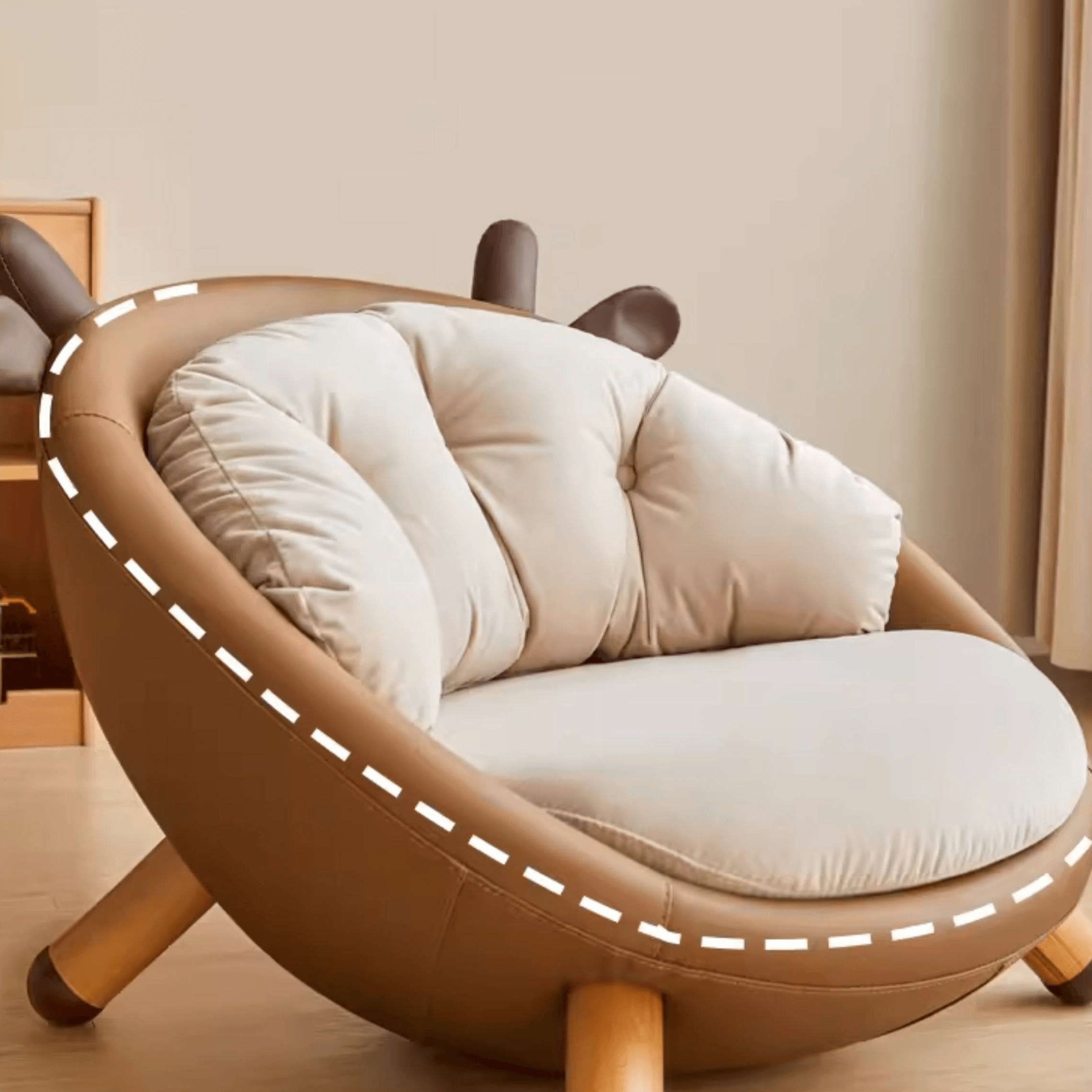 Children's Sofa Chair With Soft Velvet And Deer Design