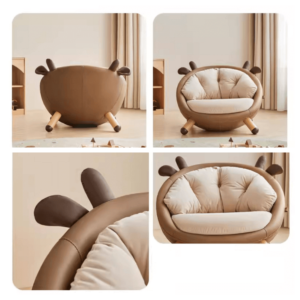 Children's Sofa Chair With Soft Velvet And Deer Design