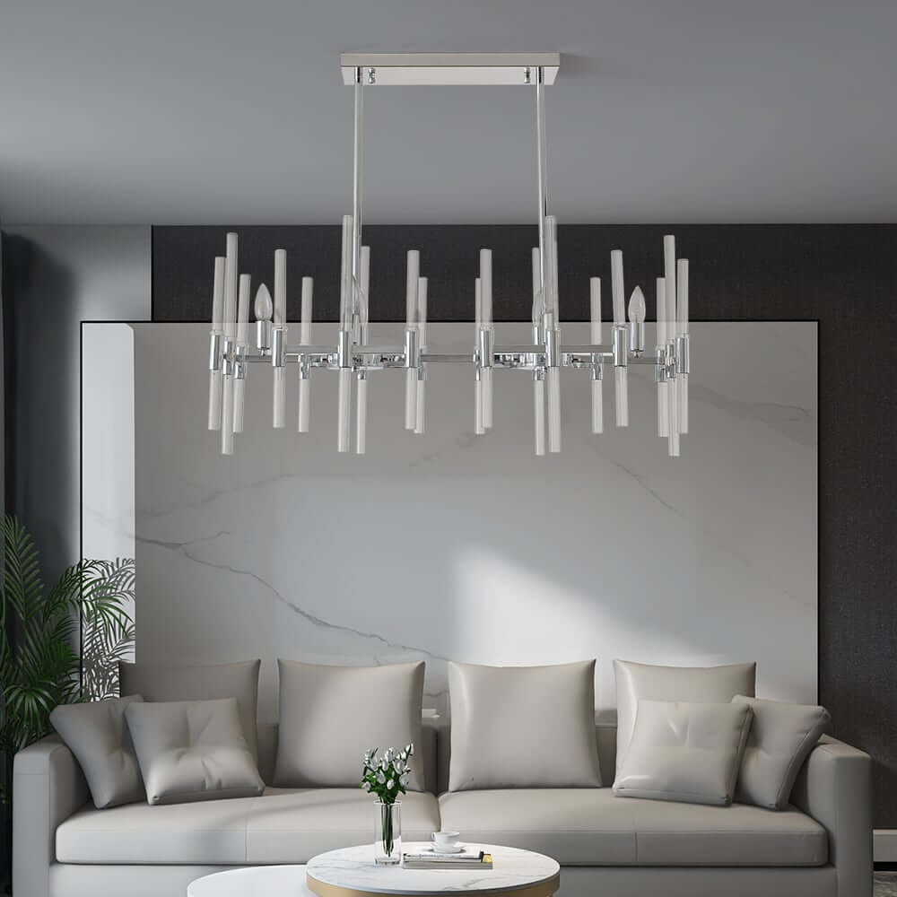 Chrome and Glass 6-Light Linear Pendant Light