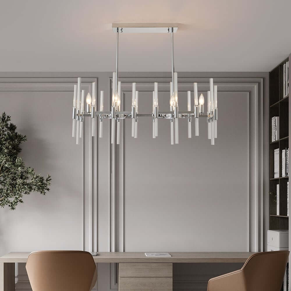 Chrome and Glass 6-Light Linear Pendant Light