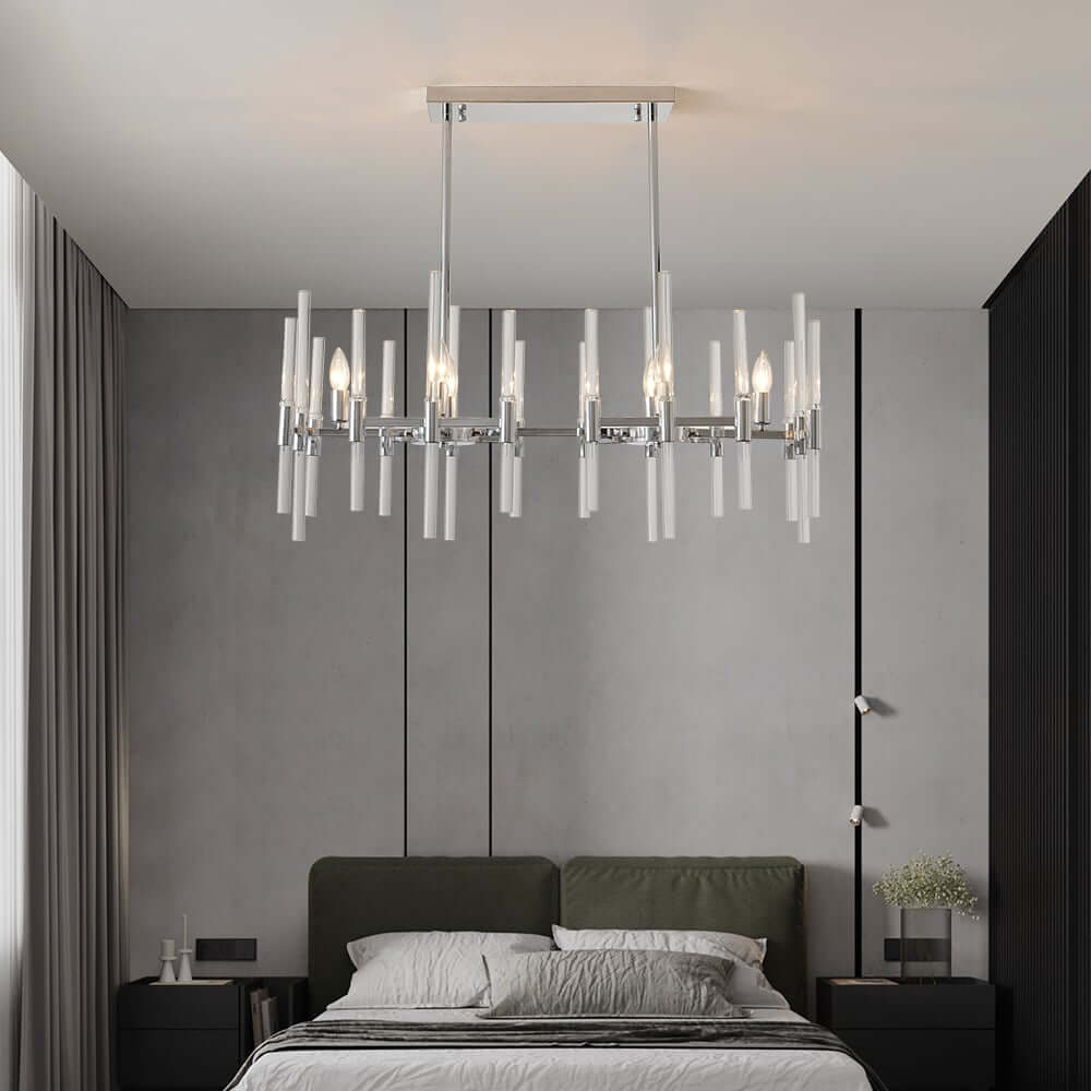 Chrome and Glass 6-Light Linear Pendant Light