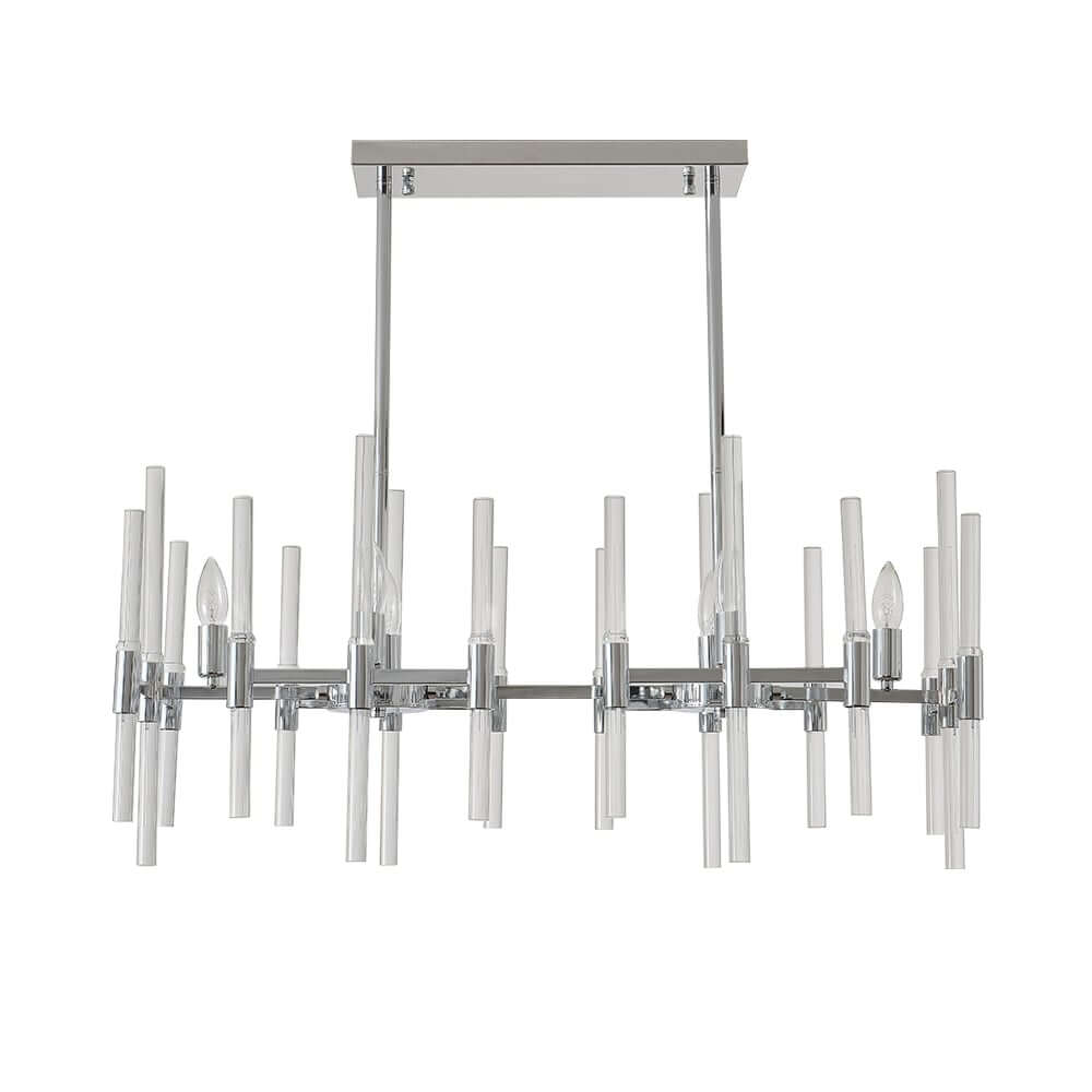 Chrome and Glass 6-Light Linear Pendant Light