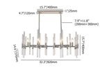 Chrome and Glass 6-Light Linear Pendant Light Dimensions