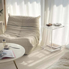 Clear Acrylic C-Shaped Accent Table with Wheels