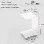 Clear Acrylic C-Shaped Accent Table with Wheels