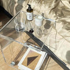 Clear Acrylic C-Shaped Accent Table with Wheels