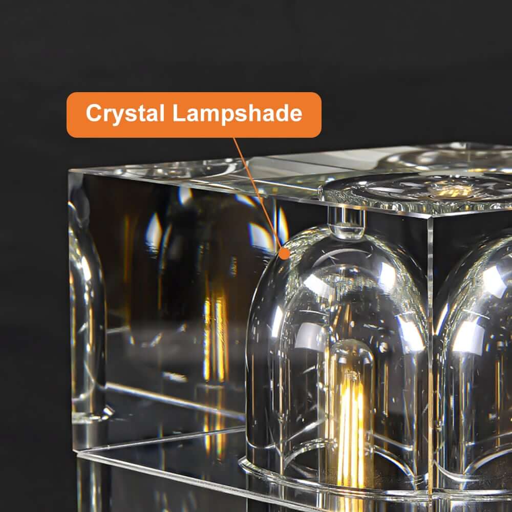 Clear Crystal Table Lamp with Gold Brass Base - Modern Bedside Lighting