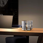 Clear Crystal Table Lamp with Gold Brass Base - Modern Bedside Lighting