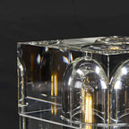 Clear Crystal Table Lamp with Gold Brass Base - Modern Bedside Lighting