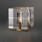 Clear Crystal Table Lamp with Gold Brass Base - Modern Bedside Lighting