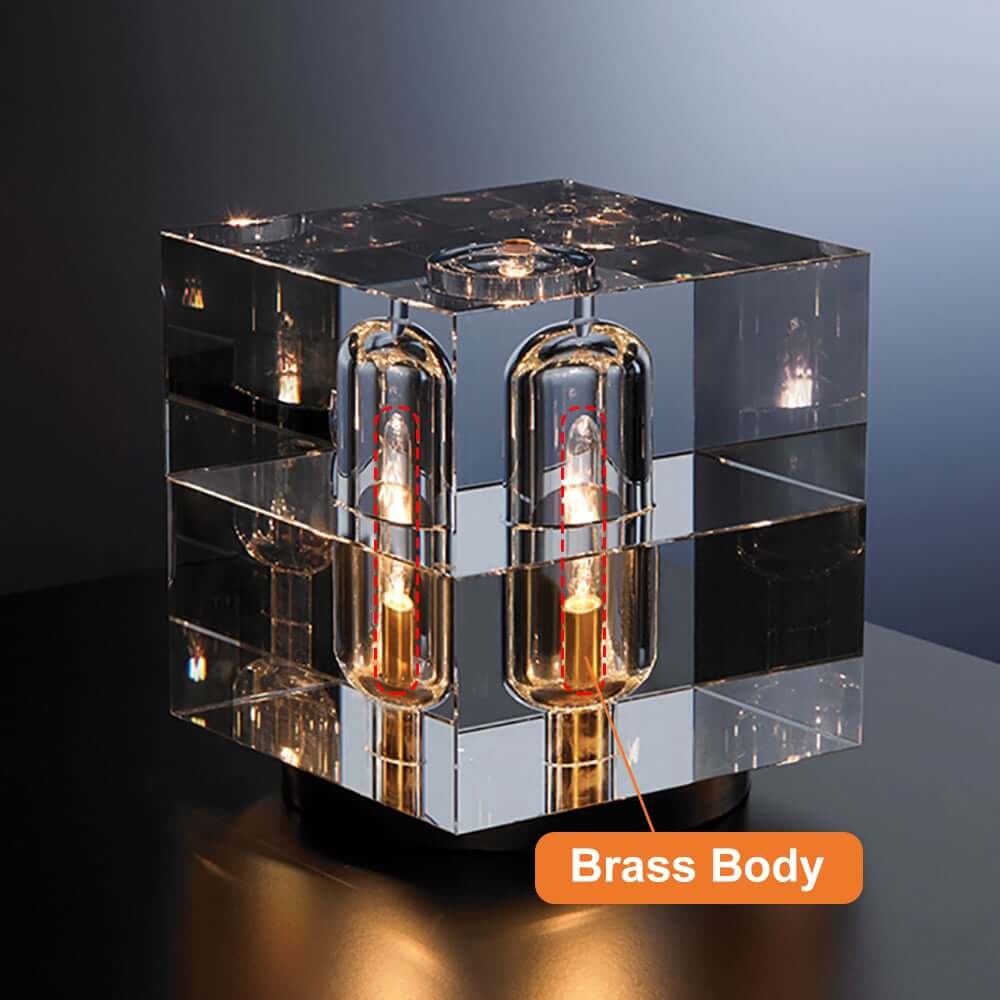 Clear Crystal Table Lamp with Gold Brass Base - Modern Bedside Lighting