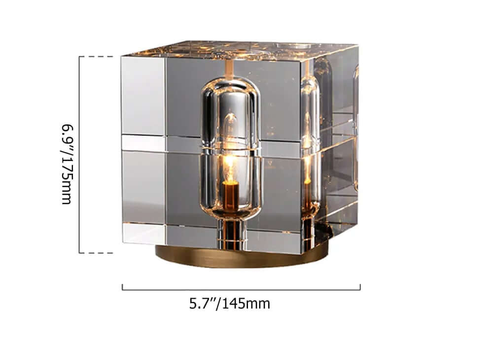 Clear Crystal Table Lamp with Gold Brass Base - Modern Bedside Lighting Dimensions