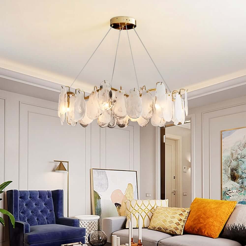 Cloud 8-Light Tiered Modern Chandelier with Glass Accents and Adjustable Height Main Product Image