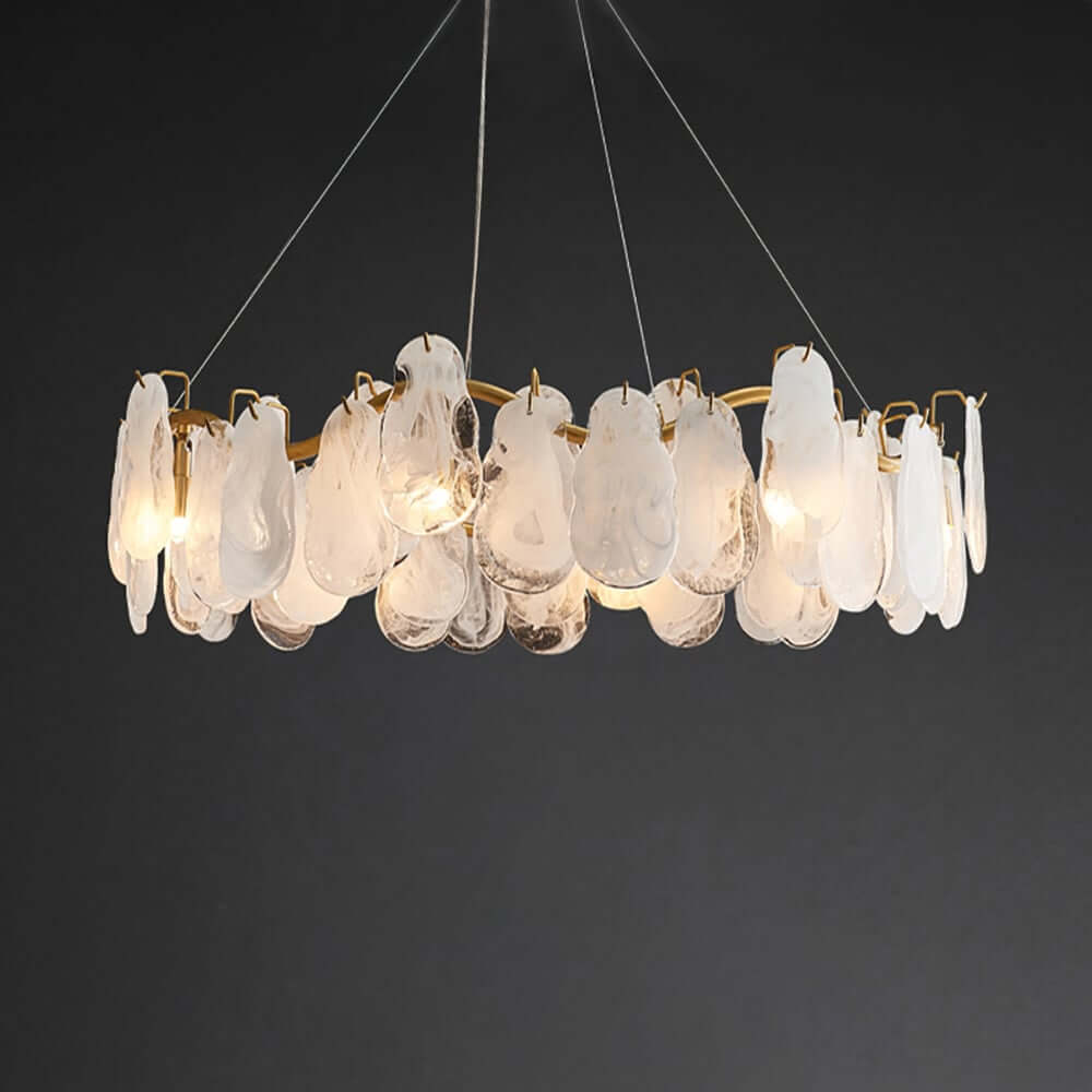 Cloud 8-Light Tiered Modern Chandelier with Glass Accents and Adjustable Height