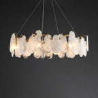 Cloud 8-Light Tiered Modern Chandelier with Glass Accents and Adjustable Height