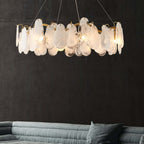 Cloud 8-Light Tiered Modern Chandelier with Glass Accents and Adjustable Height