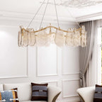 Cloud 8-Light Tiered Modern Chandelier with Glass Accents and Adjustable Height