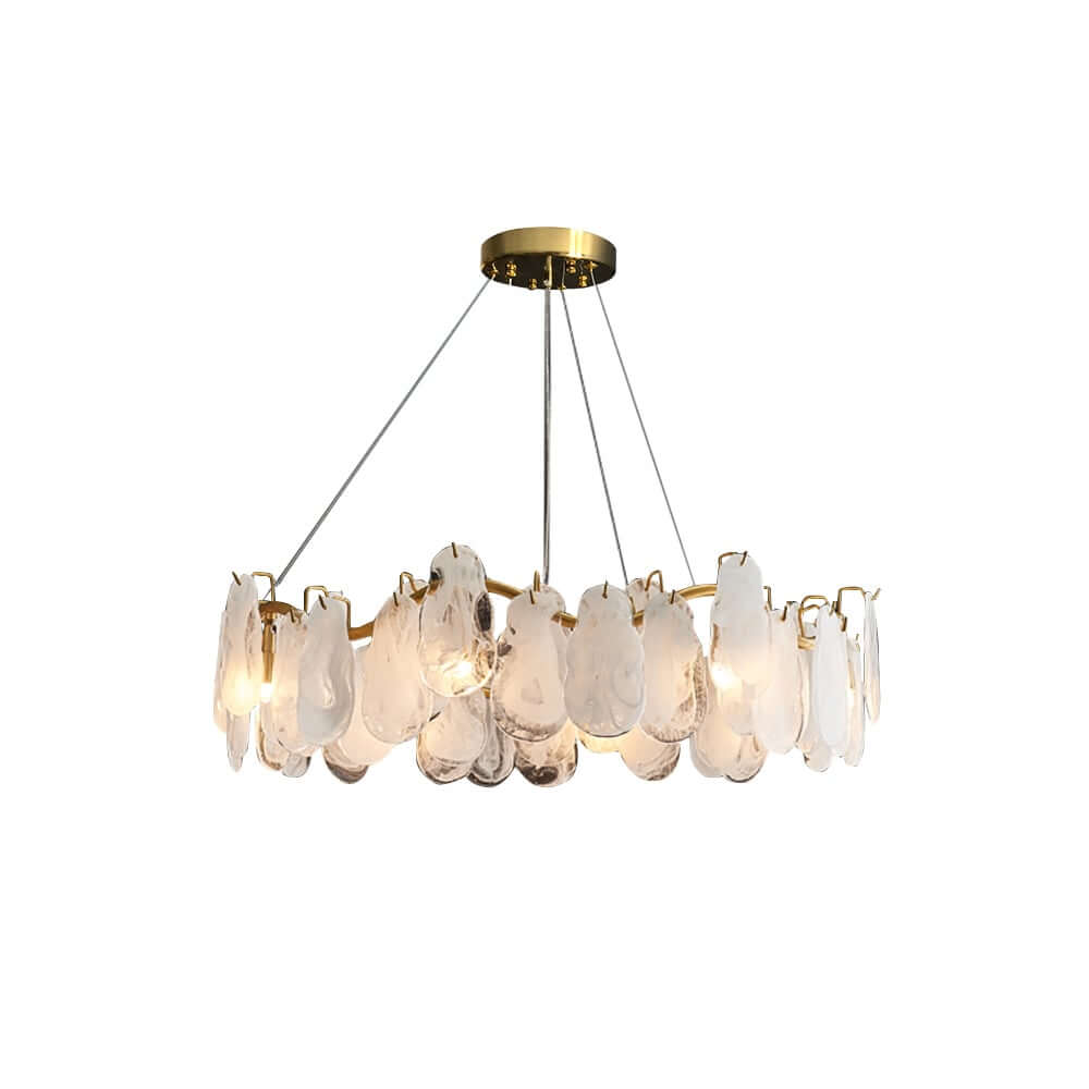 Cloud 8-Light Tiered Modern Chandelier with Glass Accents and Adjustable Height