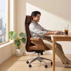 Cloud Executive Office Chair – Faux Leather High-Back Design with Wood Accents