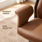 Cloud Executive Office Chair – Faux Leather High-Back Design with Wood Accents
