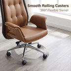 Cloud Executive Office Chair – Faux Leather High-Back Design with Wood Accents
