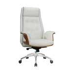 Cloud Executive Office Chair – Faux Leather High-Back Design with Wood Accents