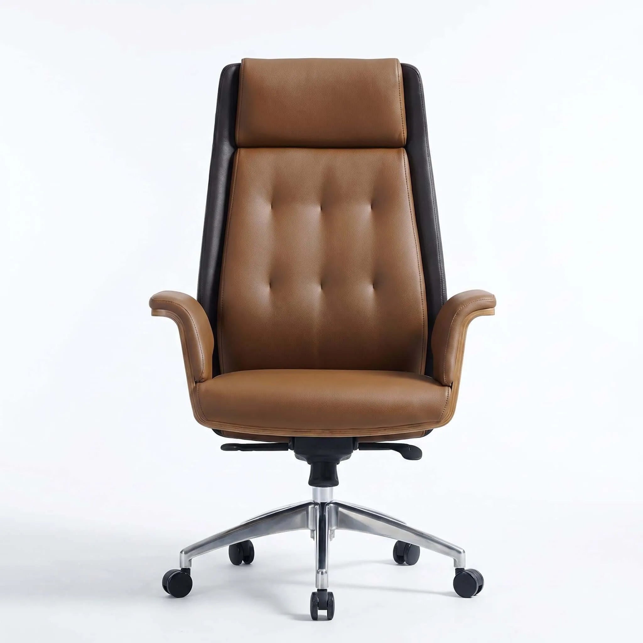 Cloud Executive Office Chair – Faux Leather High-Back Design with Wood Accents Main Product Image Image principale du produit