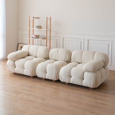 Cloud-Inspired Modular Boucle Sectional Sofa with Tufted Soft-Puff Design