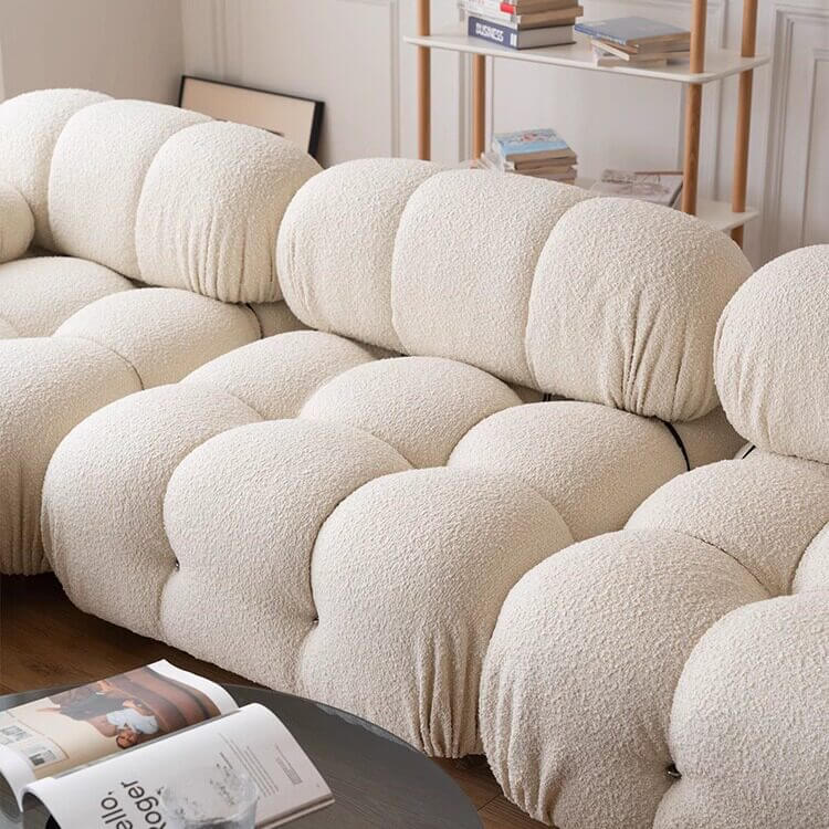 Cloud-Inspired Modular Boucle Sectional Sofa with Tufted Soft-Puff Design
