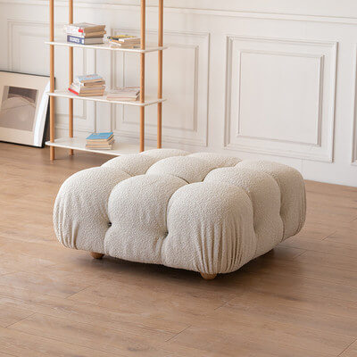 Cloud-Inspired Modular Boucle Sectional Sofa with Tufted Soft-Puff Design