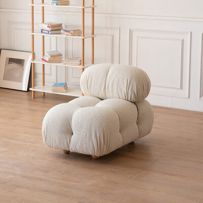Cloud-Inspired Modular Boucle Sectional Sofa with Tufted Soft-Puff Design