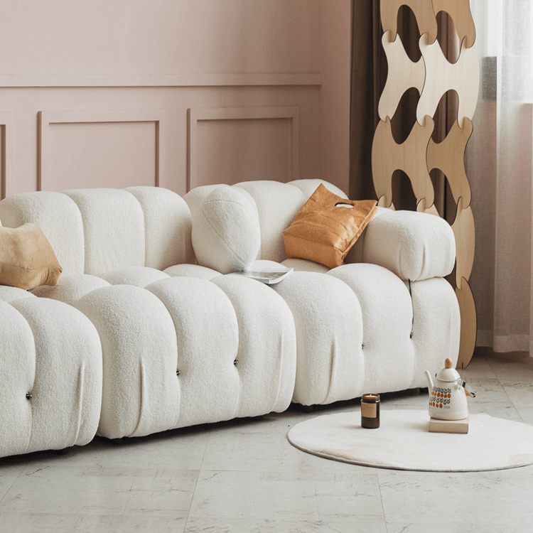 Cloud-Inspired Modular Boucle Sectional Sofa with Tufted Soft-Puff Design